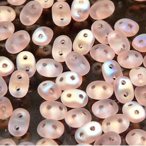 DU0570120-28771 - Czech Glass SuperDuo Beads 2.5 x 5mm, Rosaline AB Matte | 25 Grams