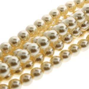 PRL04-70440 - 4mm Round Glass Pearls Cream-120Bd/St | 1 Strand
