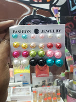 Multipack Colored Pearl Earrings (1 DZ)
