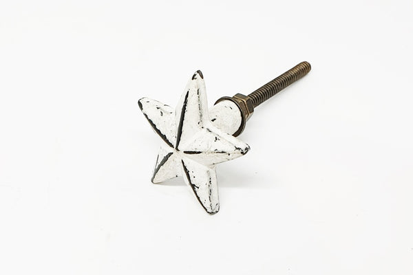 metal coral star vintage  style white 4cm round door knob pulls handles