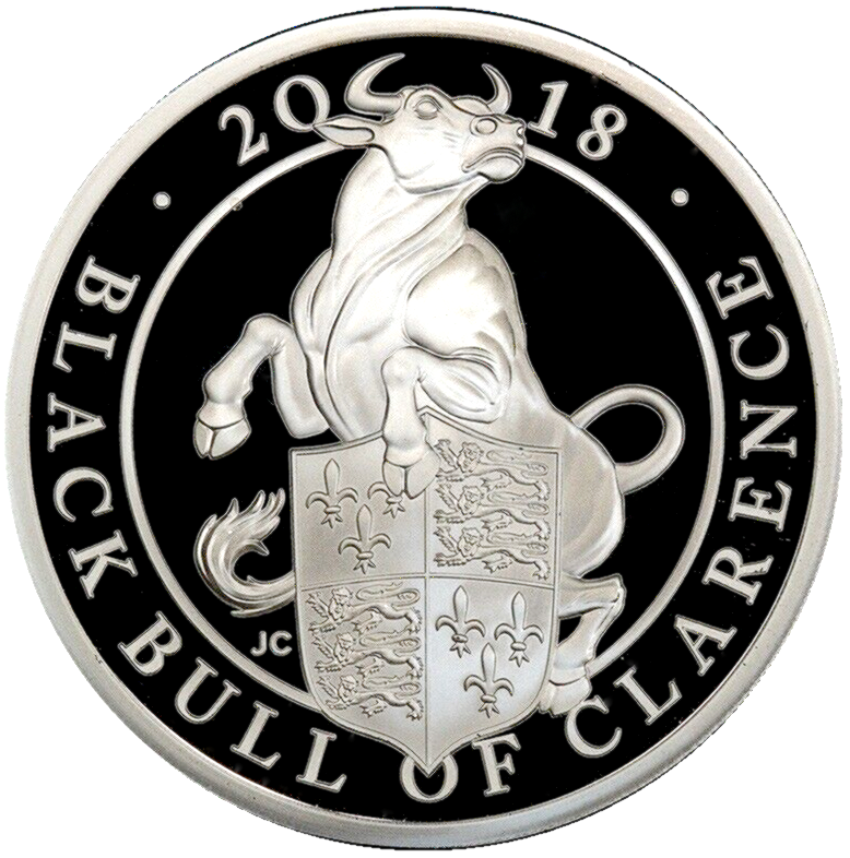 2018 Queens Beast 'Black Bull of Clarence' 5oz 999 fine silver Proof C