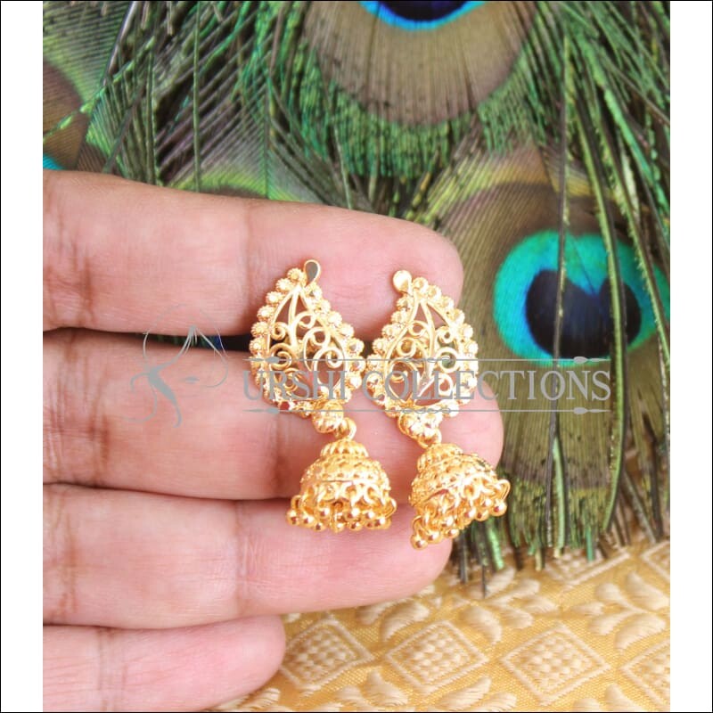Buy OOMPH Antique Gold Tone Peacock Ethnic Jhumka Earrings Online