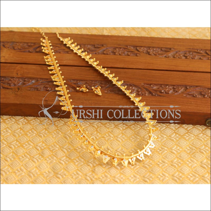 Gold Plated U- shaped Long Necklace | Moner Moto - মনের মতো