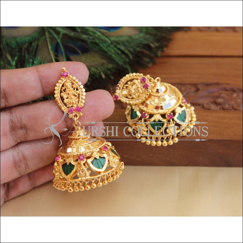 Temple Jewellery - 22K Gold 'Peacock' Jhumkas (Buttalu) - Gold Dangle  Earrings with Beads - 235-GJH2208 in 42.350 Grams