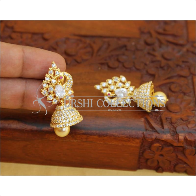 22K Gold 'Peacock' Earrings For Women - 235-GER14409 in 2.900 Grams