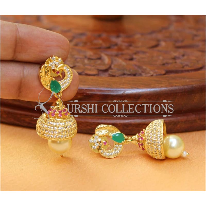 Flipkart.com - Buy PRIYANKA JEWELLERY diamond earrings peacock design gold  plated stylish new model Cubic Zirconia, Diamond Alloy Stud Earring Online  at Best Prices in India