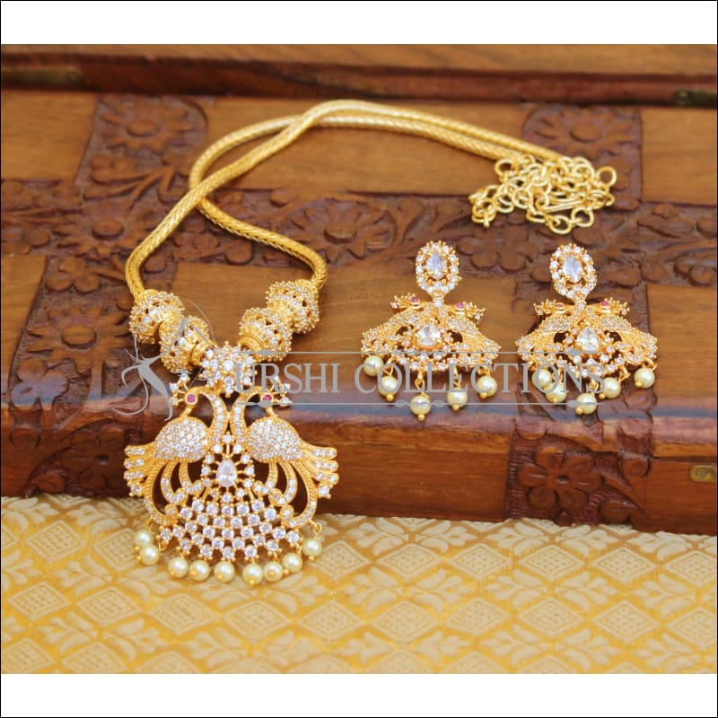 Gold and Black Color Silk Thread Necklace With Matching Peacock Earrings  Saubhagyavatiin