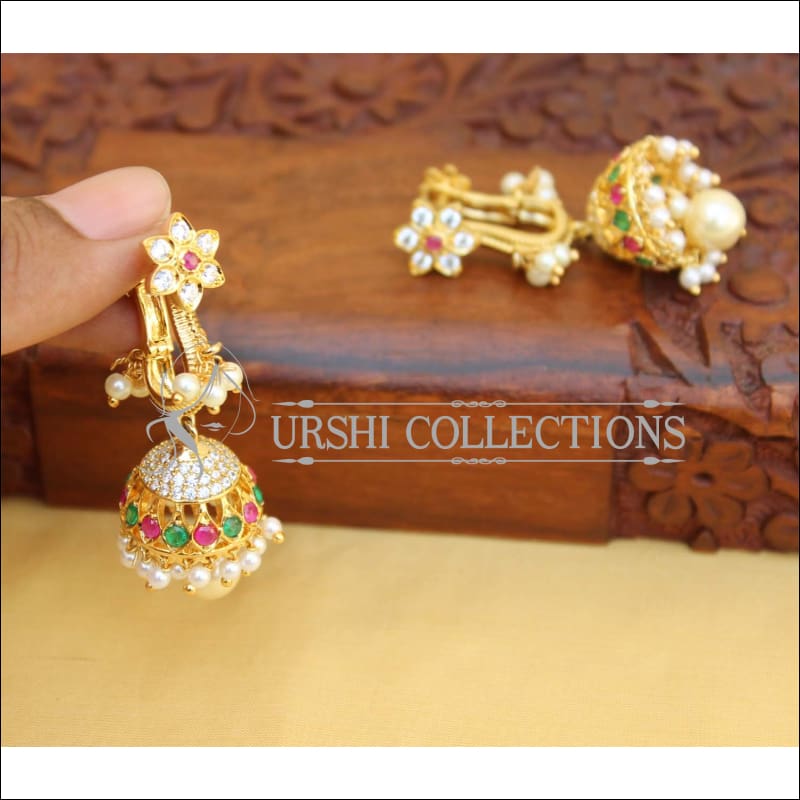 JFL  Jewellery for Less Traditional Ethnic One Gram Gold Plated Round  Floral Golden Stud Fancy Earrings for Women  Amazonin Fashion