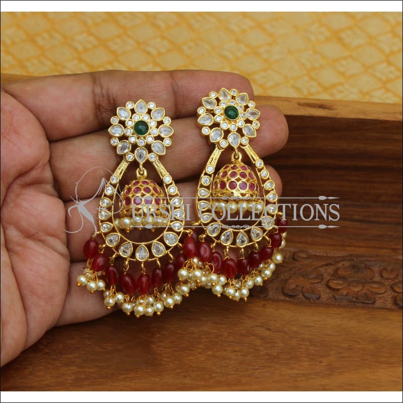 Premium Quality Gold Plated Earrings with Real Kempo Stones – Royskart