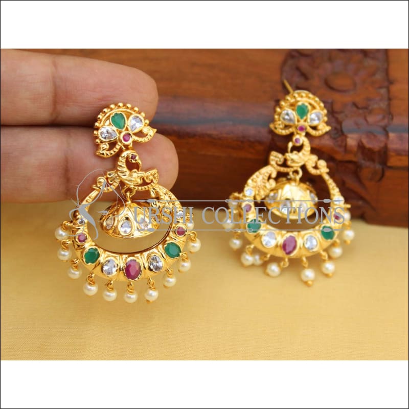 Light weight chandbali maroon minakari earrings with pearl maatal – Maatshi