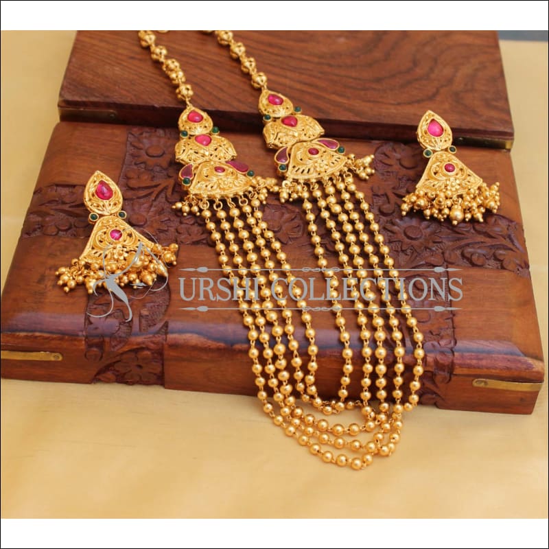 Bhuvika stone layered necklace set – Phuljhadi