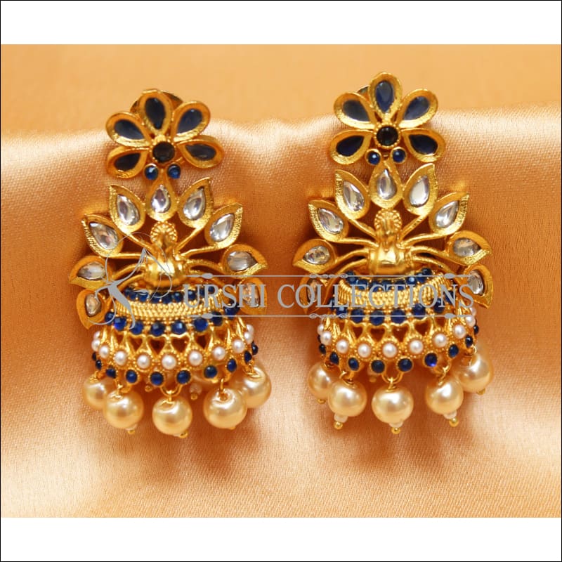 Shoshaa Gold plated Blue mirror stone Drop Earrings