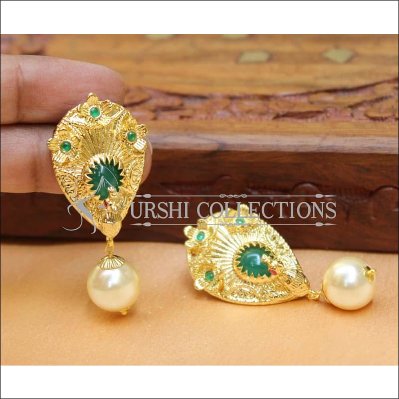 Buy Women's Trendia Peacock design Golden colour Earrings Jker_109 - Kamal  Johar Rareism Online at Best Price | Trendia