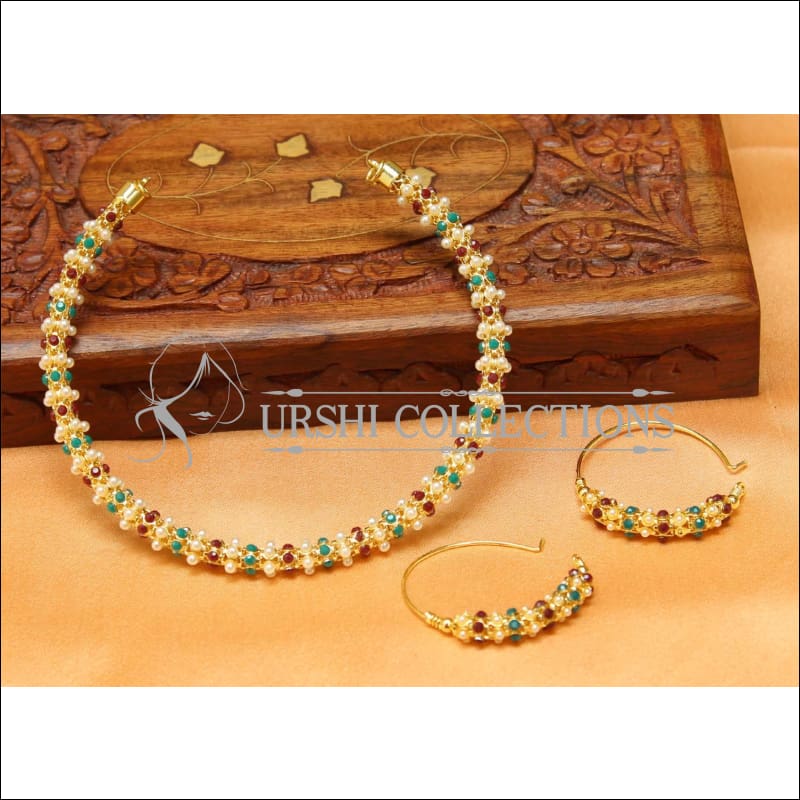 Gold-Plated Pearl Necklace Set with Hyderabadi Pearls - Karwa Chauth  Special - Sonal Fashion Jewellery