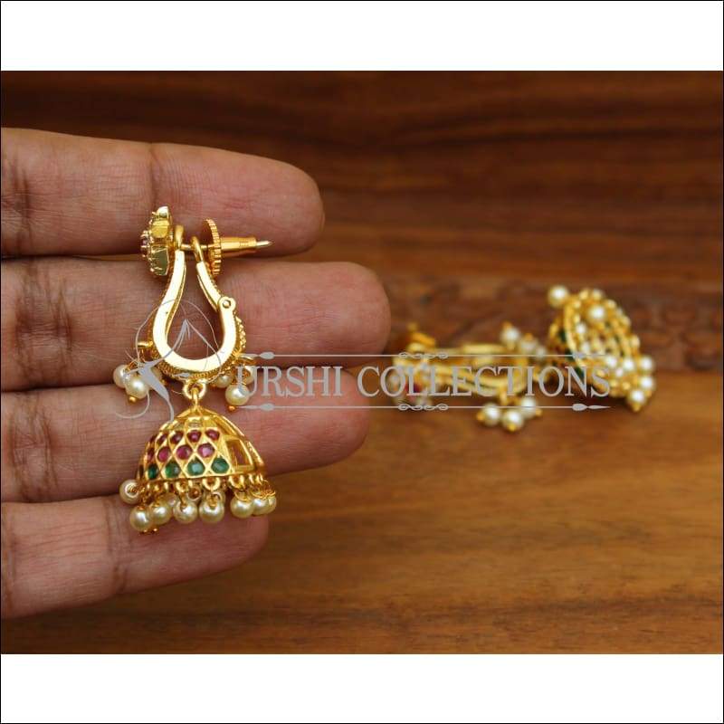 designer gold plated real kempu earrings utv536 urshi collections 304