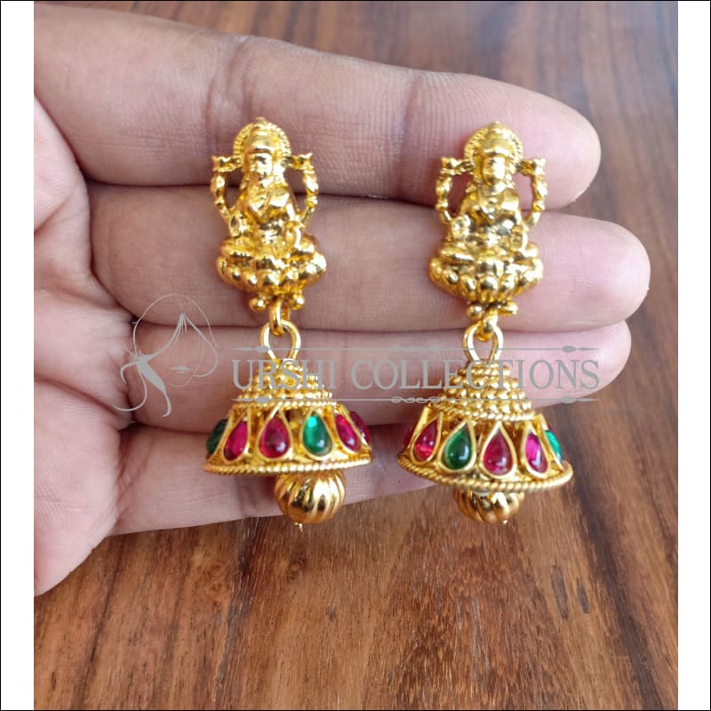 Buy Antique Temple Earring With Matte Gold Plating 215463 | Kanhai Jewels