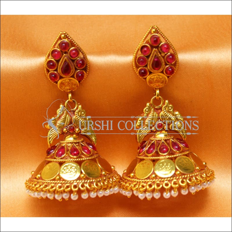 Get the Divine Look with Lakshmi Design Gold Earrings by Karpagam Jewellers