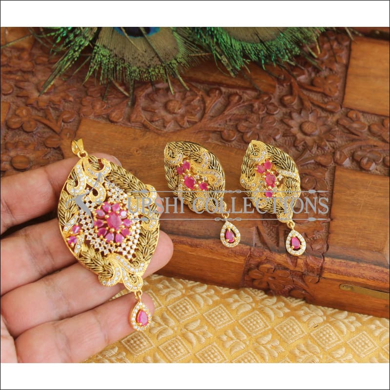 Buy Antique Gold Plated Radha Krishna CZ Pendant Earrings Set | Tarinika -  Tarinika India