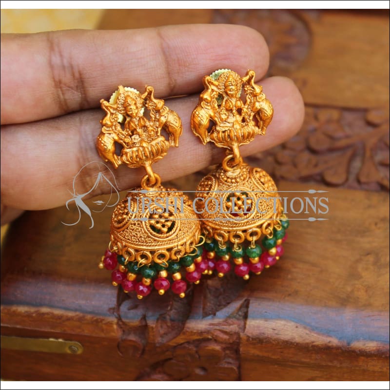Antique Finish Lakshmi Jhumkas | Indian jewellery design earrings, Antique  jewelry indian, Temple jewellery jhumkas