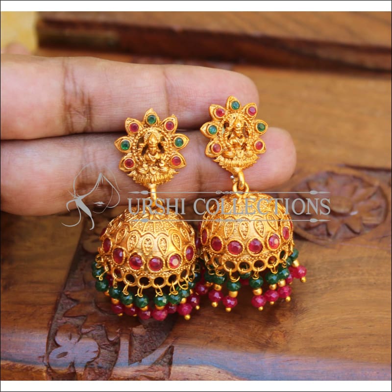 Buy Gold Antique Lakshmi Jhumka Earrings - Sonal Fashion Jewellery - Sonal  Fashion Jewellery