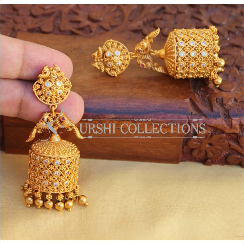 22K Gold Plated Indian Gift Jhumka Earrings Weddings Ring Fashion SetAbb |  eBay