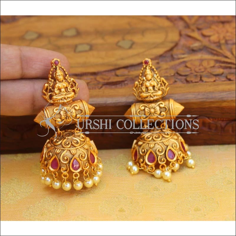 22k Yellow Gold Coral Sol Morchakra Medallion Temple Earrings – House of  Devam