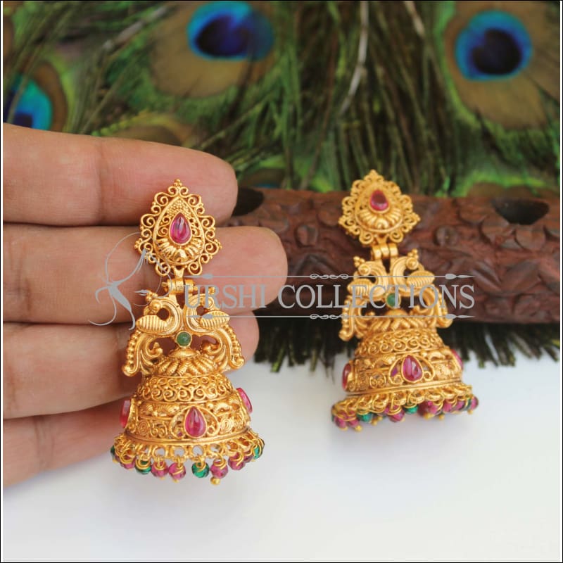 Buy At Best Price Gold Plated Ruby Earrings