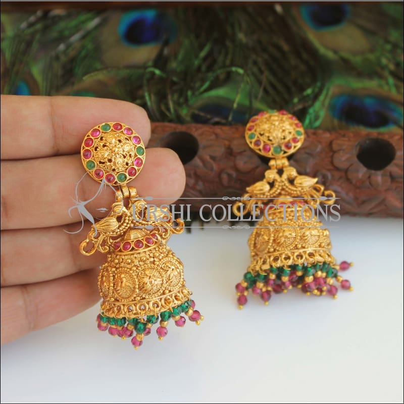 Buy/Send Gold Plated Multi Colour Peacock Design Drop Earrings Online- FNP