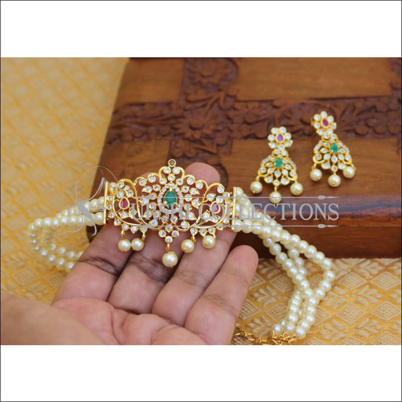 Buy Zaveri Pearls Gold Tone Ethnic Stones Studded Necklace Set online