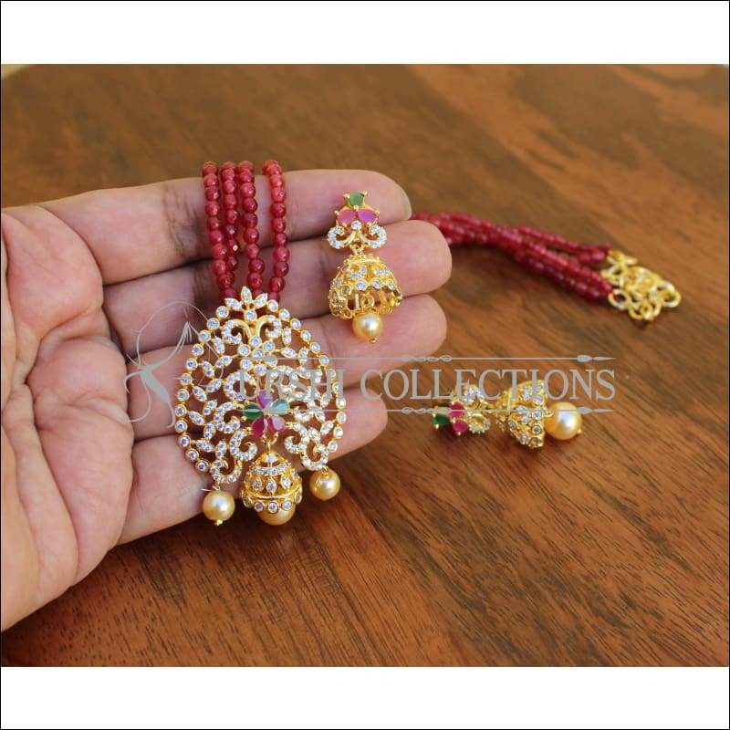 Ruby Beads Pendant Set