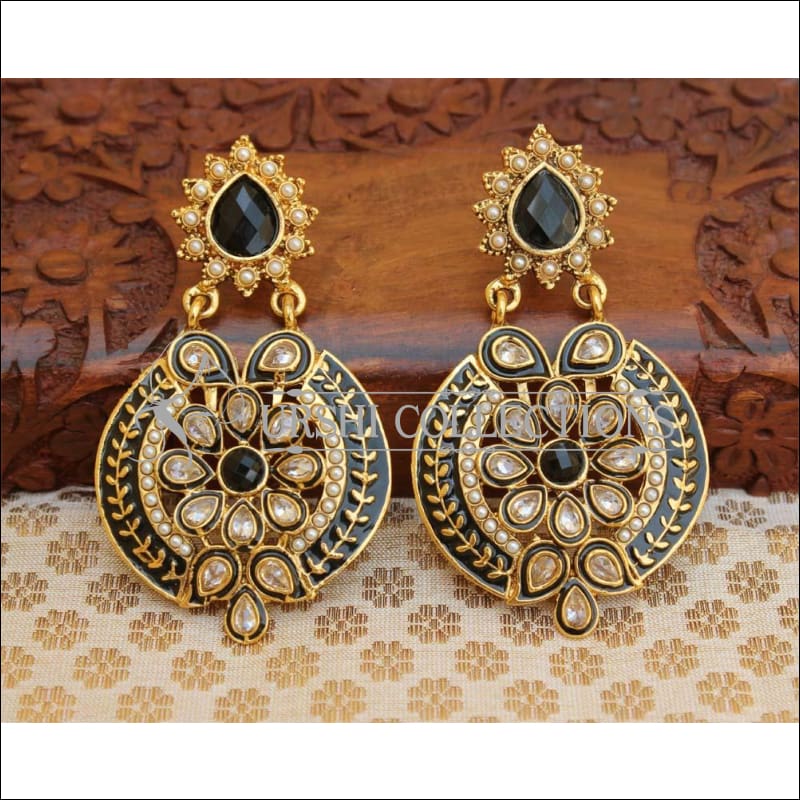 Buy Champagne Black Gold Plated Chandbali Earrings, Indian Jewelry,  Statement Earrings, Statement Jewelry, Diamond Earrings, Indian Earrings  Online in India - Etsy