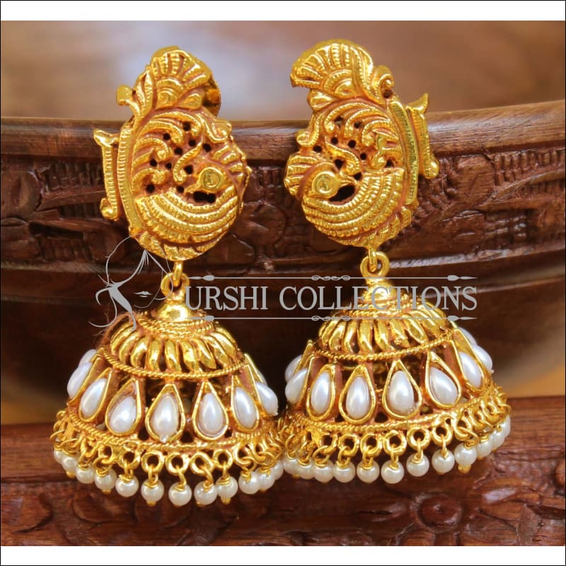 VeroniQ Trends-Peacock Design Ruby Pink Stone Silver Kundan Jhumki Earrings  92.5 Silver-Gold Plated-Wedding Jewelry-Punjabi Jewelry-South Indian-Thappa  Jewelry - VeroniQ Trends