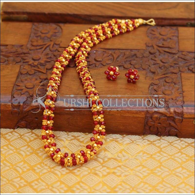 Buy Aatmana Gold Toned Kundan & Green Beads Necklace Set Online At Best  Price @ Tata CLiQ