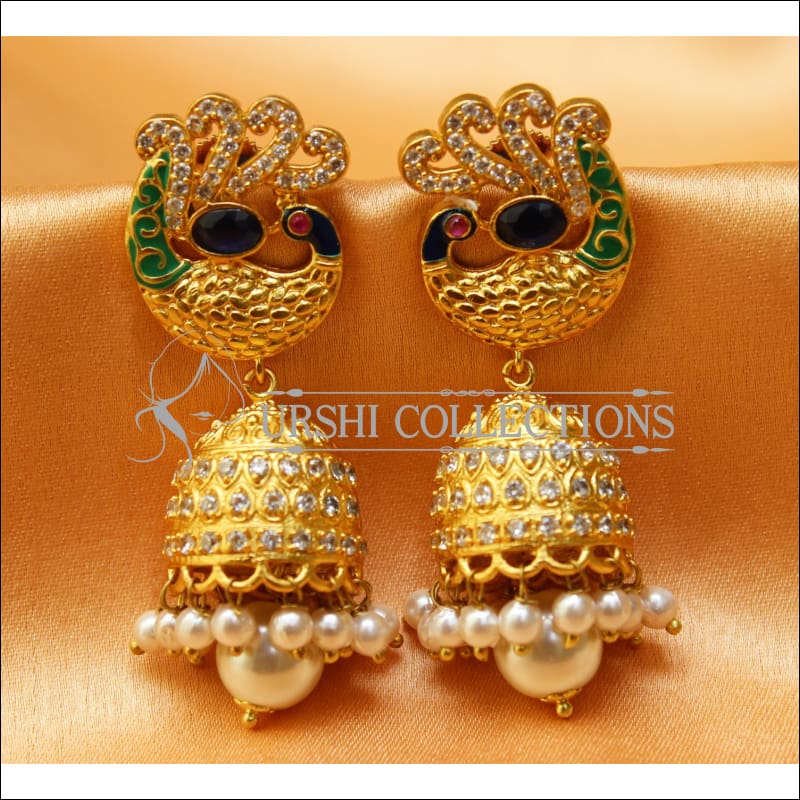 Designer Gold Plated Peacock Earrings UC-NEW400 – Urshi Collections