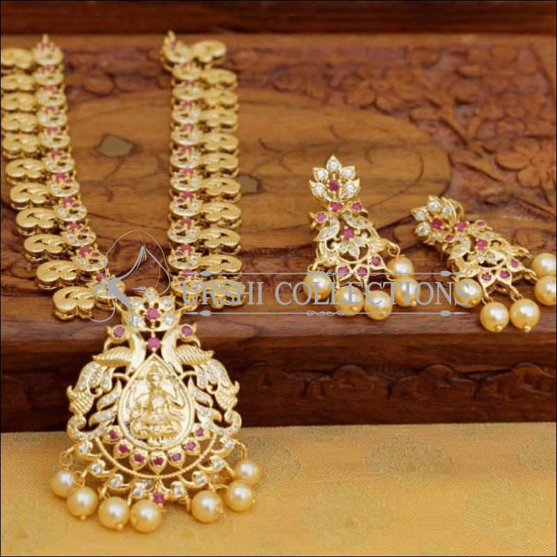 Gold Plated Lakshmi Pendant Necklace 