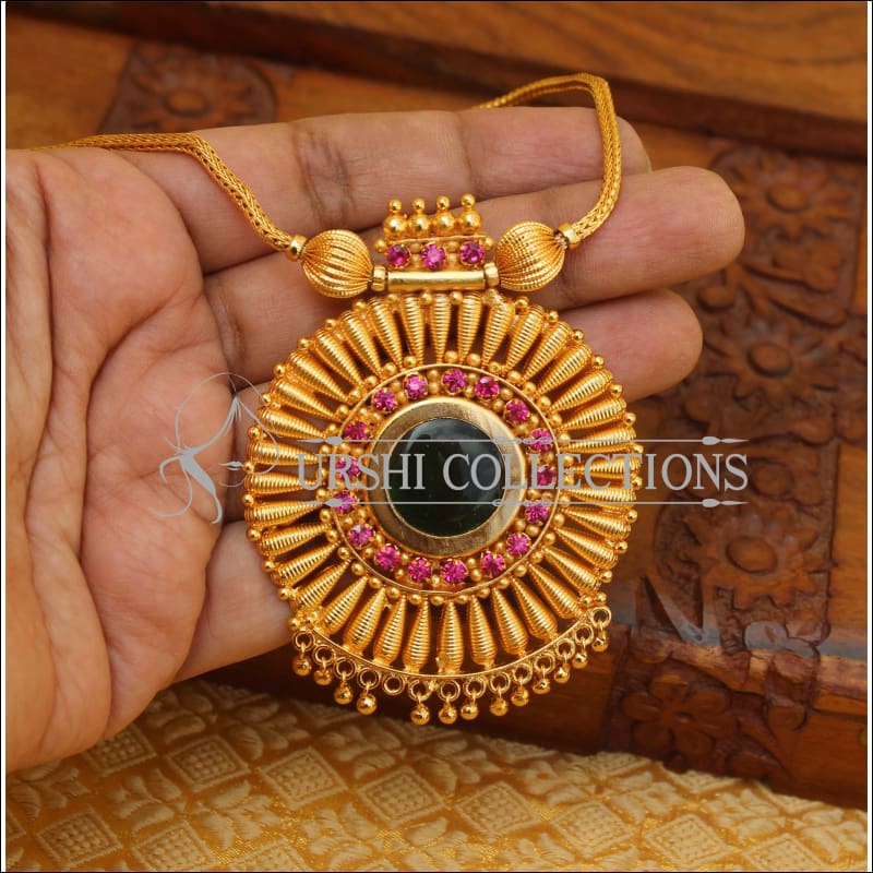 high gold kerala style palakka necklace m244 set urshi collections 685