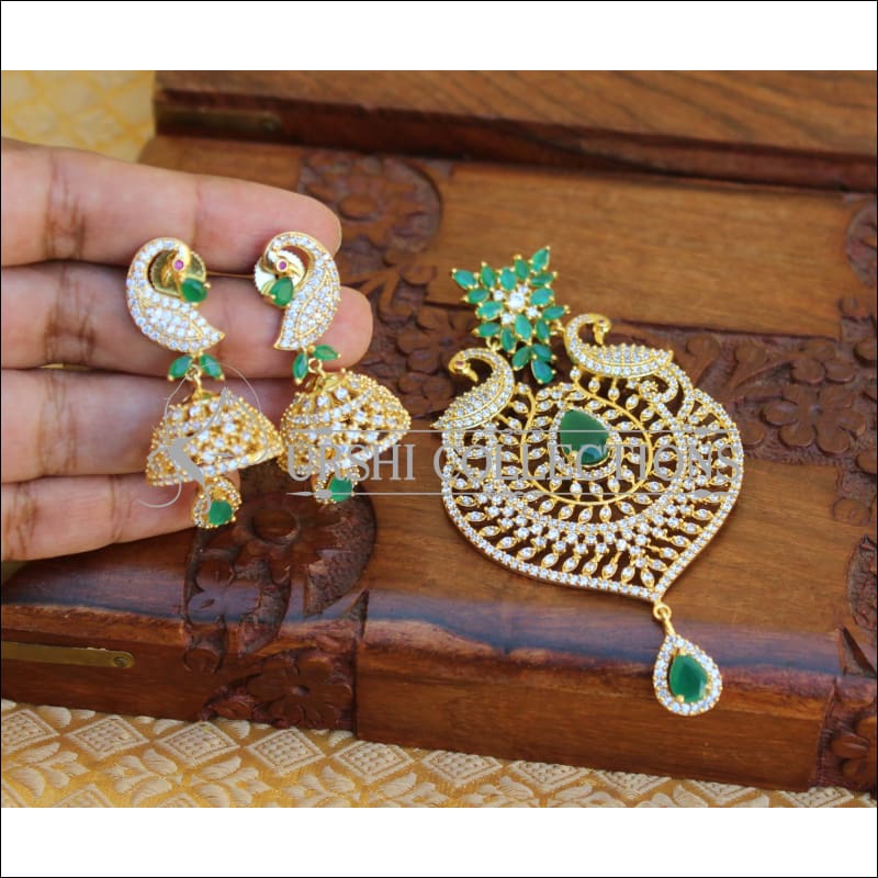 White Meenakari Peacock Design Gold Necklace Set with Earrings – Bollywood  Wardrobe