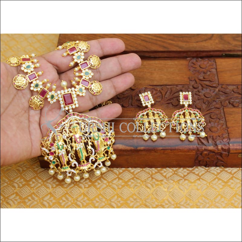 Ram parivar necklace designs with pearl model - Swarnakshi Jewelry