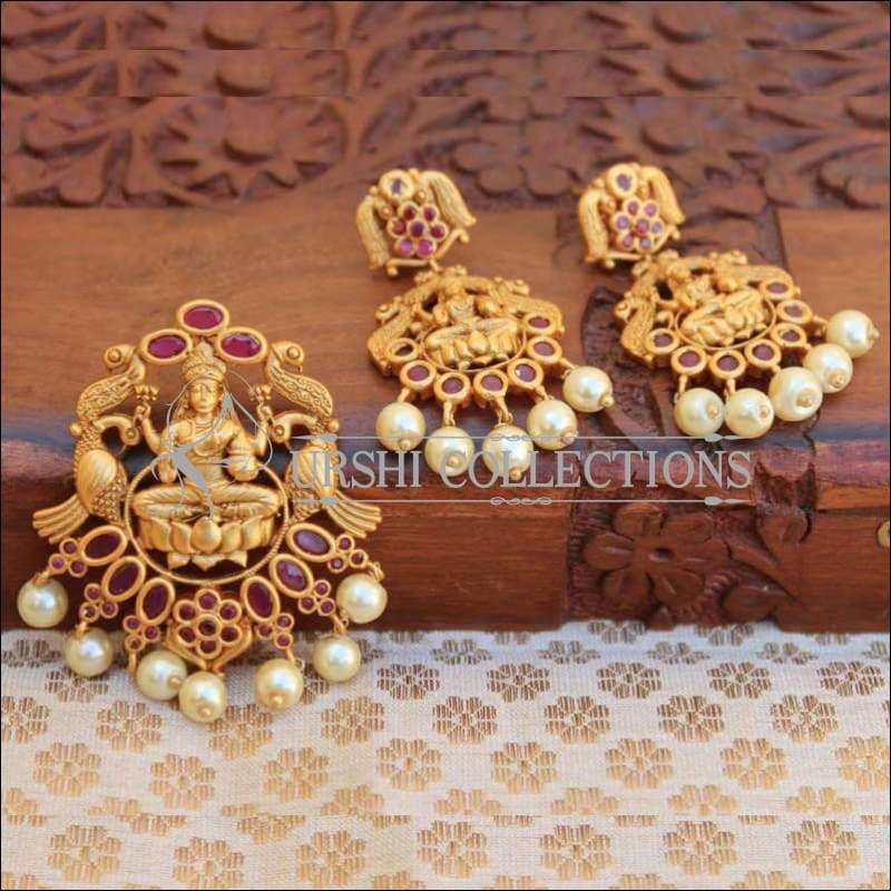 Buy Estele Gold Plated CZ Lakshmi Devi Designer Earrings with Pearls for  Women Online