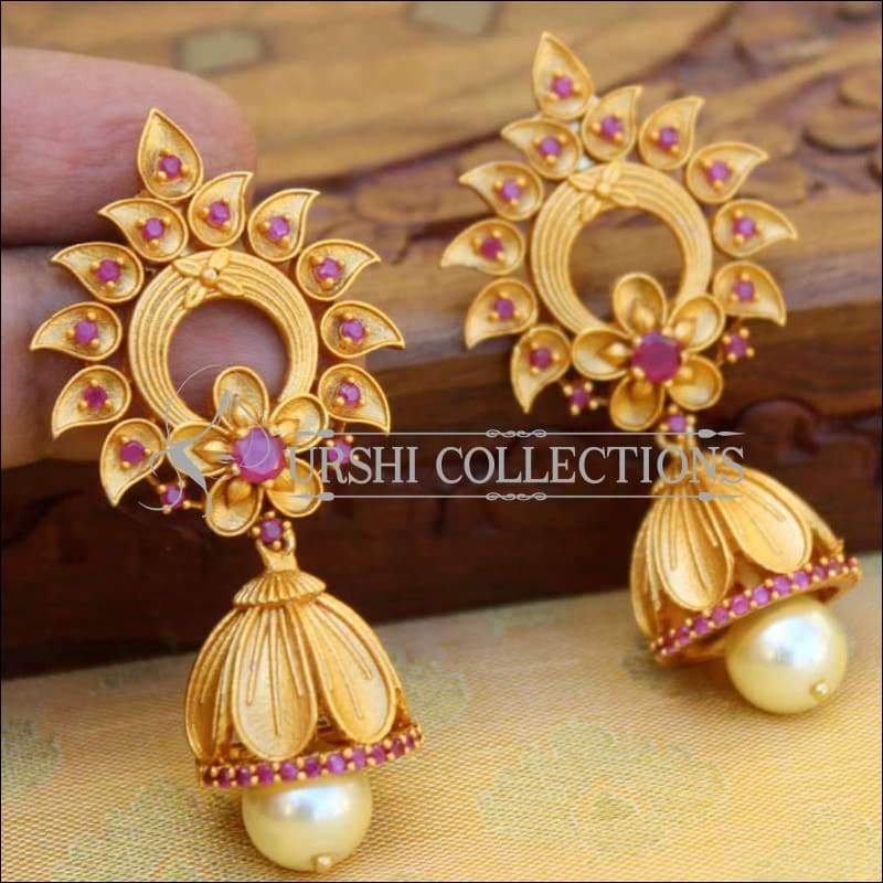 Buy Estele Gold Plated CZ Enchanting Designer Jhumka Earrings with Pearls  for Women Online