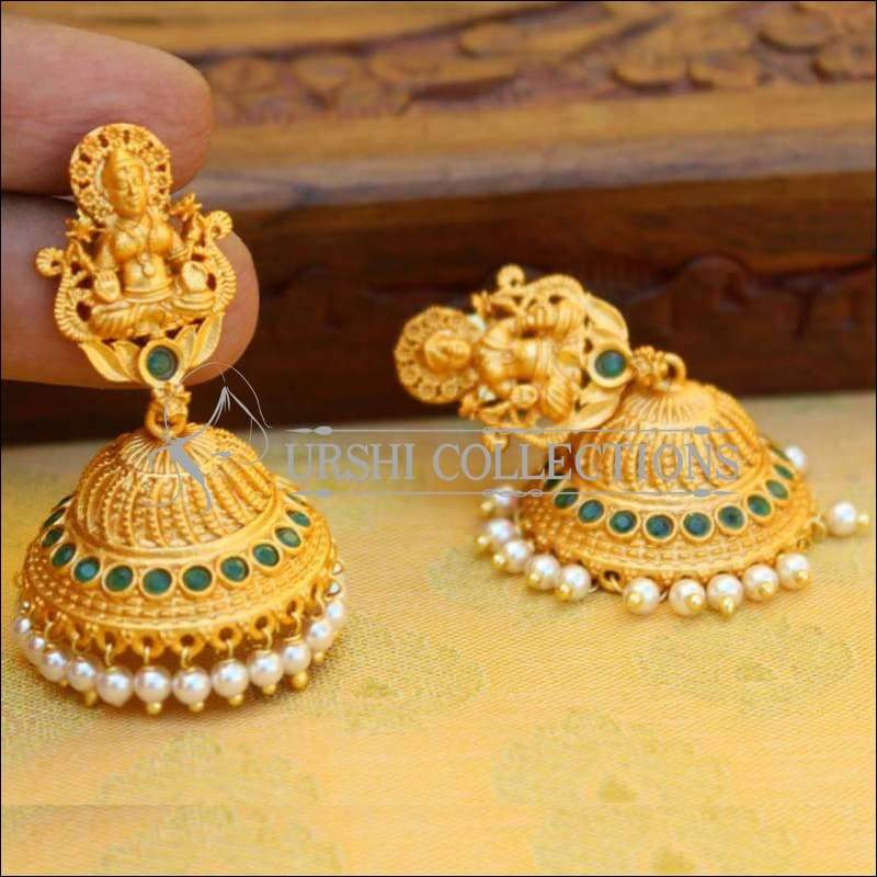 Kundan Statement Designer Jhumka Earrings - Black | FashionCrab.com