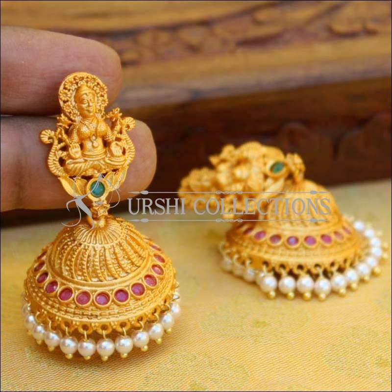 Buy Antique Temple Earring With Matte Gold Plating 220113 | Kanhai Jewels