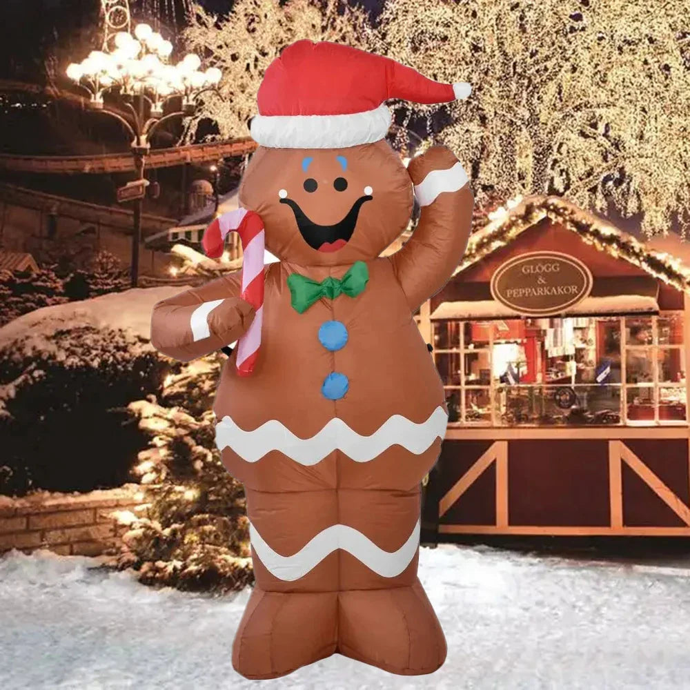 Gingerbread Man Christmas Inflatable Festival Decoration LED Lights 1.5M Inflatable Model Outdoors Courtyard Props Kid Gift