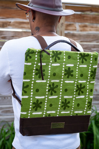 Green Floral Handmade Backpack