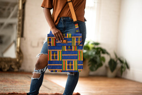 Large Kente Cloth Crossbody Bag