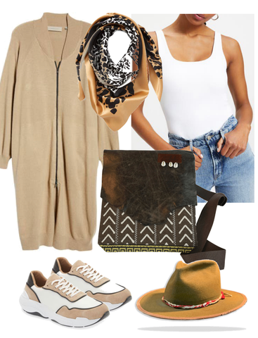 Brown leather bag outfit