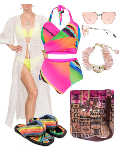 Simple tropical Bikini and cover-up outfit