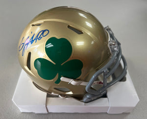 BENJAMIN MORRISON Signed Notre Dame Shamrock Speed Mini Helmet Beckett COA