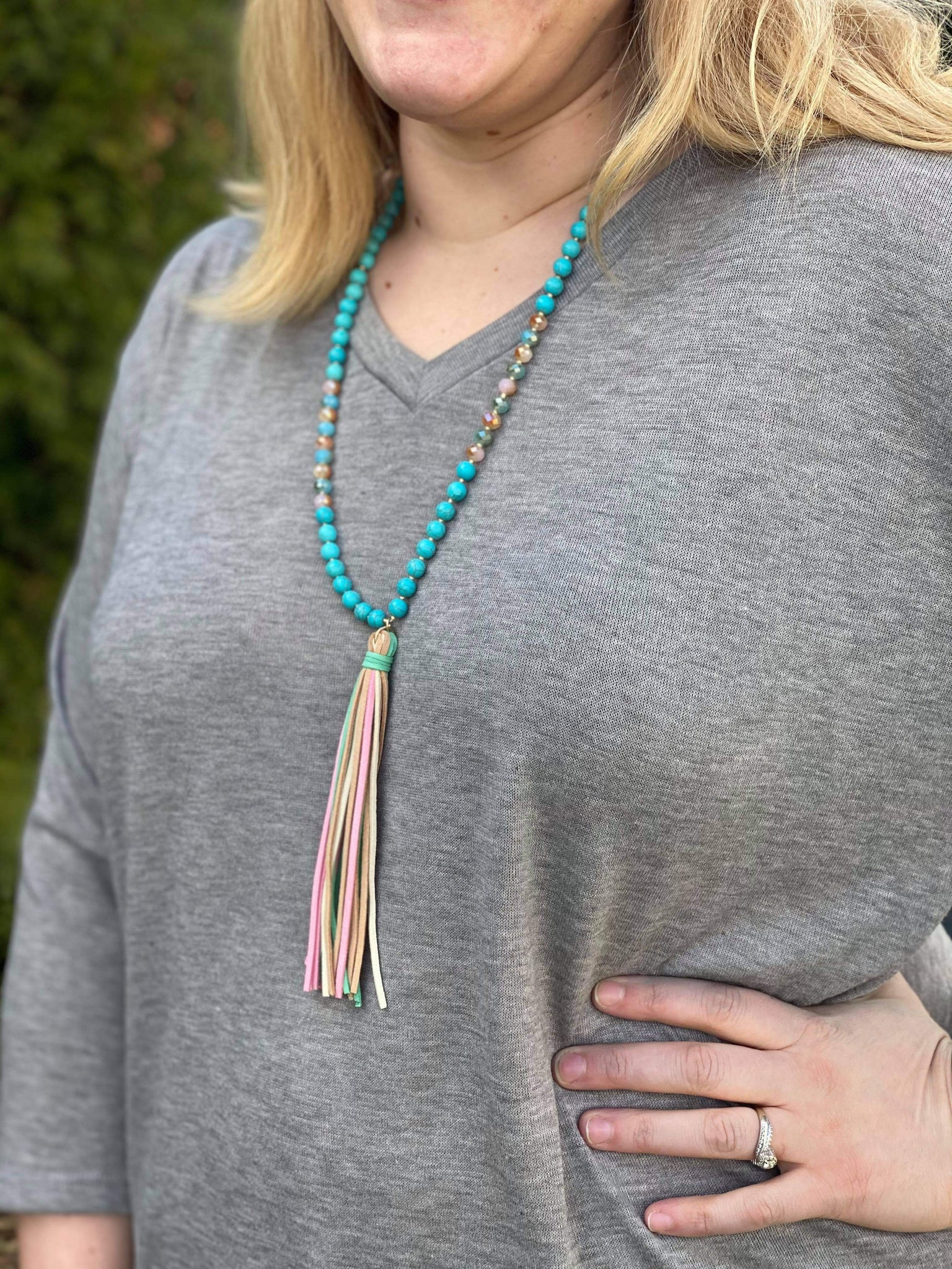 Chasing Waterfalls Turquoise Fringe Necklace - Lavender Willow 