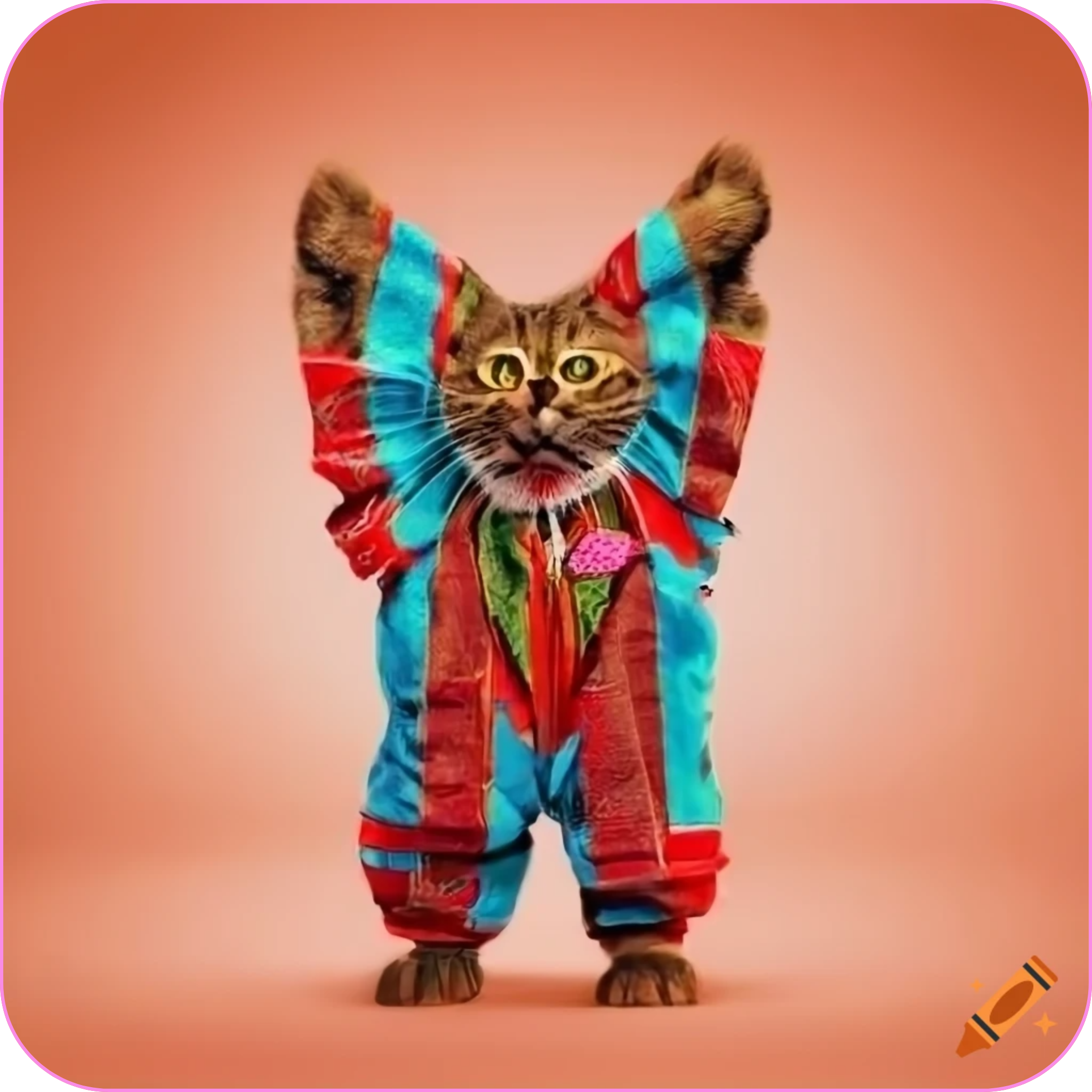 ai generated image of a cat in a track suit gone wrong